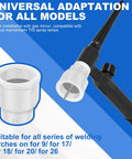 Solid 4 Pc Kit Of White Ceramic #12 TIG Cups With 1/8' Diffuser Mesh For WP TIG Torches shown with a compatible torch handle.