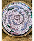 Handmade Broken Glass Mosaic Lazy Susan Centerpiece For Kitchen And Dining Table 10 Inch Turntable With Artsy Finish