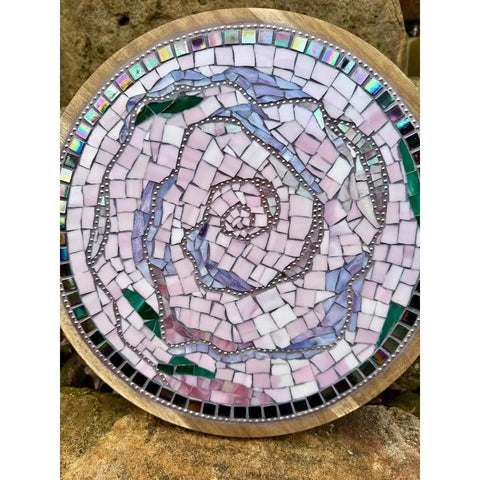 Handmade Broken Glass Mosaic Lazy Susan Centerpiece For Kitchen And Dining Table 10 Inch Turntable With Artsy Finish