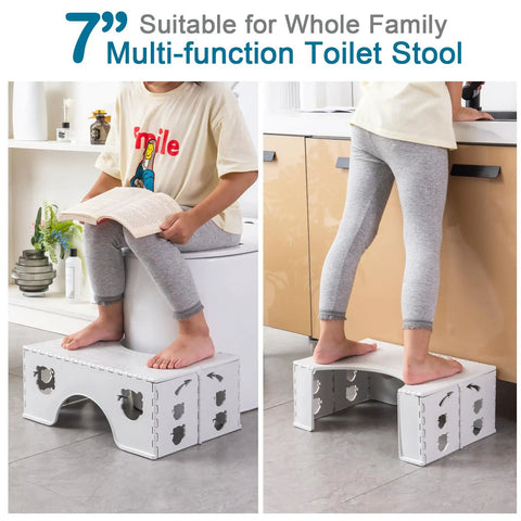 Child using Foldable Toilet Stool 7 Inch Height Portable Travel Foot Stool for Better Squatting Posture Anti Slip Feet