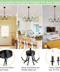 Six Light Farmhouse Chandelier Black Iron Finish Dope Dining Room Lighting Fixture With Classic Candle Style
