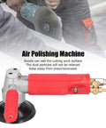 4 Inch Pneumatic Wet Stone Polisher Sander With Water Nozzle And 4300 RPM shown with red handle and air nozzle, used on stone surface.