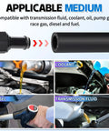 Heavy Duty 3/8 Inch ID Transmission Oil Cooler Hose, 5 Ft Power Steering And Hydraulic Line, 300 PSI shown with various fluids.