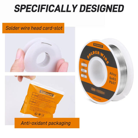 Sn63 Pb37 Tin Lead Rosin Core Solder Wire For Electrical Soldering, Flux Content 1.8 Percent, Diameter 1.0mm, 50g Spool