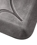 Ergonomic Anti-Fatigue Floor Mat For Home Kitchen Garage And Office Standing Desks Polyurethane Water-Resistant Made In USA Bella Collection With Subtle Floral Design showing corner detail.