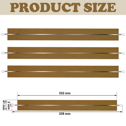 Diagram showing product size dimensions of 10 Pack 12 Inch Impulse Sealer Heating Elements With Cloth Tape Replacement Strips