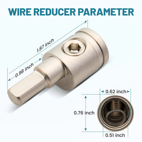 0 To 4 Gauge Power Reducer Connectors For Car Audio Amplifier Beefy Brass Wire Terminal Connectors With Heat Shrink Tubing And Allen Key 4 Pack For Amp Input AWG Power And Ground, brass reducer with dimensions