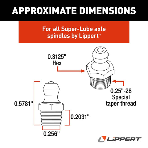Diagram of Grease Zerk Fitting For Wet Bolt Kit For RV Axles And Spindles Direct Replacement For Easy Lubrication and Maintenance.