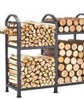 Heavy Duty 31 Inch Firewood Rack With Hooks 2-Tier Log Holder For Indoor Or Outdoor Use Fireplace Wood Storage Rack Stable Steel Construction Holds Up To 1000 Pounds Adjustable Small Wood Shelf For Cozy Home Or Cabin
