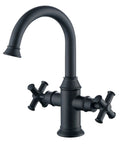Matte Black Two Handle Bathroom Sink Faucet With 360 Degree Swivel Spout For 1 Hole Vanities Drip Free Ceramic Cartridge Solid Brass Waterway Includes Water Supply Line Easy Install