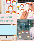 Image of Dumpster Fire Sticky Notes 9 Pack Cute Shaped Self Adhesive Notepads used in various office and desk settings.