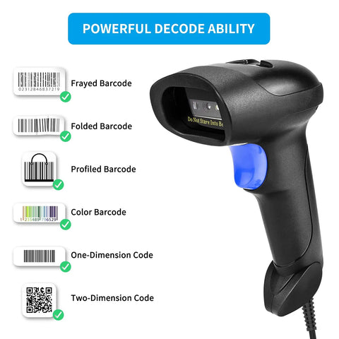 USB Barcode Scanner For Computers Handheld Wired 1D 2D Image Reader That Delivers Lightning Fast 300 Reads Per Second