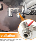 Installing Oil Drain Valve With Removable L-Shape Hose End Combo For Trucks Trailers And Buses 14mm-1.5 Thread Stainless Steel