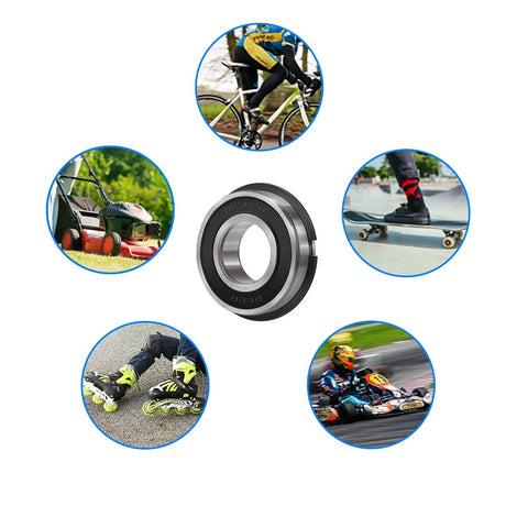 Deep Groove Wheel Hub Ball Bearings Set With Double Seal And Snap Ring 0.625 Inch Bore, shown with various uses