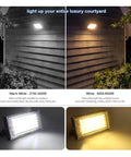 JUDYSSY Led Floodlight 50W 100W 150W Ip65 Waterproof Outdoor Floodlight Spotlight showcasing warm and cool white lighting in a courtyard.