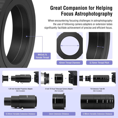T2 Ring Adapter With 42mm Thread For Canon EOS DSLR SLR Cameras Metal T Mount Telescope Camera Adapter for Imaging