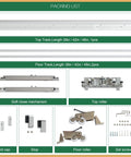 Packing list showcasing components of Concealed Sliding Door Hardware Kit With Soft Close And Floor Rail, Lightweight Hidden Track.