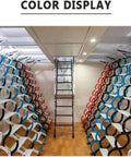 Electric Pull Down Attic Ladder With Titanium Magnesium Alloy Frame Invisible Ceiling Mount Built Tough Retractable Loft Steps Smooth Glide Easy Home Access Upgrade with color display.