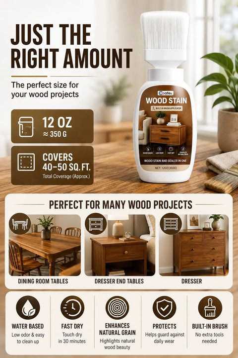 Real Talk Teak Wood Stain And Sealer In One With Built In Brush For Outdoor Deck And Fence Panels Deep Down Protection Blocks Scratches And Bad Weather Gives You That Snazzy New Look Every Single Day The Trusty 12 Oz Tin Sweeps Away Any Yard Mess Fast on a surface with wood finish samples and application tips.