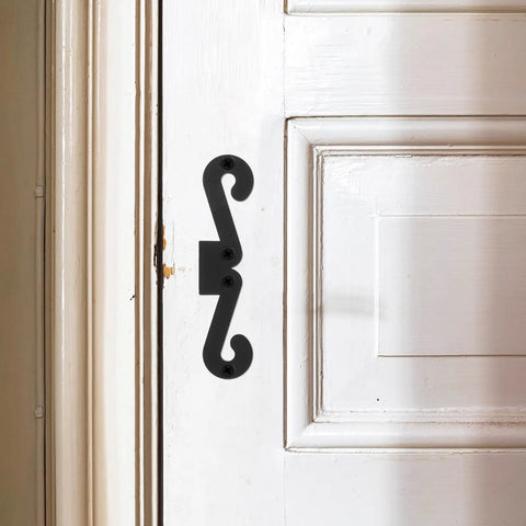 Premium Four Pack Carbon Steel Barn Door Hinge Hardware In Matte Black For Smooth Sliding Operation on a white door