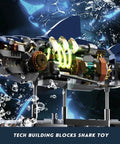 Dope Mechanical Cyberpunk Shark Building Set With Display Stand And Lights For Adults, 687-Piece LEGO Compatible Ocean Model