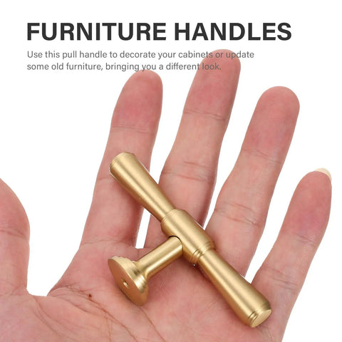 Brass Cabinet Handles 2 Pack T Bar Pulls Single Hole For Kitchen Drawers Wardrobe Cupboards And Doors Durable Furniture Hardware