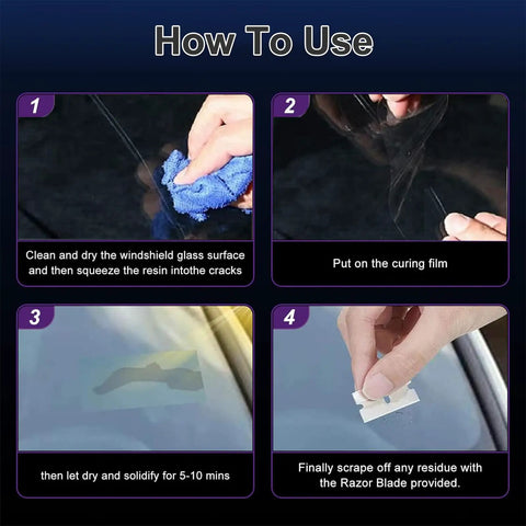 Two Bottle Windshield Glass Repair Kit With Quick Fix Fluid For Chips And Cracks Bullseye And Star Shape Cracks Car Glass Repair Made Easy And Pro Grade