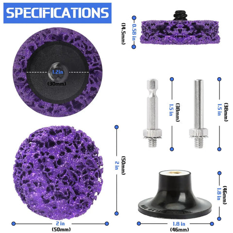 Specifications of the 53 Piece Quick Change Strip Disc Set For Drill And Die Grinder Two Inch Diamond Stripping Discs