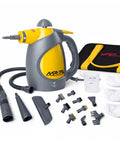 No Sweat Handheld Steam Cleaner Pumping Hot Vapor To Blast Bed Bugs Clean Car Interiors And Scrub Tile Grout Like A Champ With Zero Hassle And Major Guaranteed Results with accessories.
