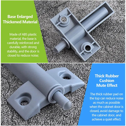Ten Pack Gray Kitchen Soft Close Damper Hinge Buffer showing durable ABS material and thick rubber cushion for noise reduction.