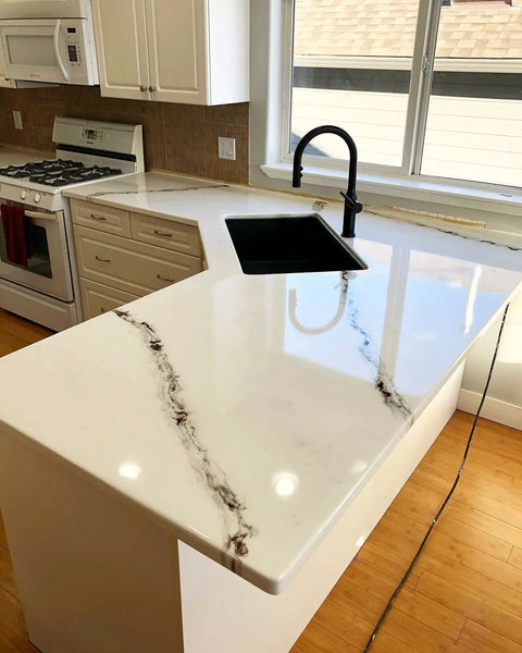 Smooth polished countertop finished with Sanding Disc Variety Pack For Stone, Tile, And Countertops, 9 Round Abralon And Abranet Polishing Discs With Grits 220 To 4000, Perfect For Epoxy Resin Finishing And A Smooth DIY Surface Makeover.