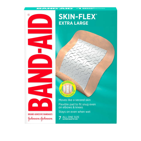 Band-Aid Skin-Flex Extra Large adhesive bandages, 7-count, flexible sterile bandages for fingers and knees