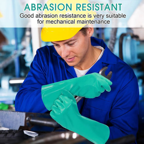 Heavy Duty 15 Mil Nitrile Gloves Twenty Pairs Pack Chemical Resistant X Large used for mechanical maintenance with a wrench.