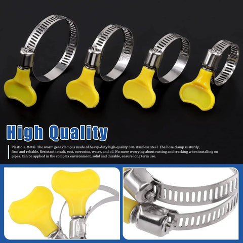 76 Piece Adjustable 8 To 44 mm Range Hose Clamps Kit, stainless steel worm gear clamps with plastic handle for water pipes