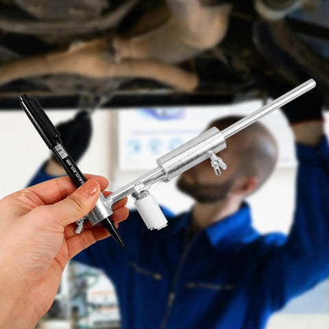 DIY Auto Body Dent Repair Kit With Wheel Arch Marker And Iron Tool For Sheet Metal Restoration in use by mechanic