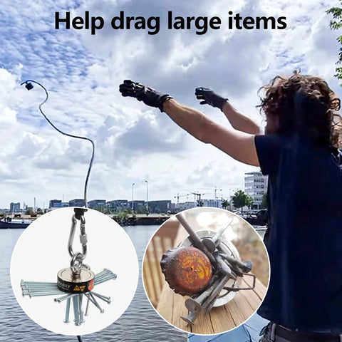 VNDUEEY 760 lb magnet fishing kit with grappling hook, 65 ft rope, gloves and locking carabiner