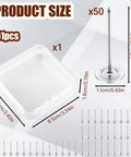 Fifty Piece Extra Long Upholstery Nails With Slick Silver Flat Heads For Heavy Duty Furniture Fixups And Diy Projects Comes In A Nifty Plastic Tote Box For No Sweat Storage And Effortless Installation showing dimensions and count.