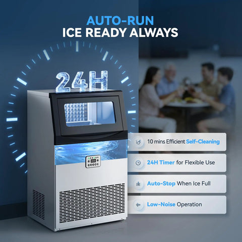Keep Your Drinks Frosty All Night Long With This Hella Fast Heavy Duty Commercial Ice Maker with self-cleaning feature.