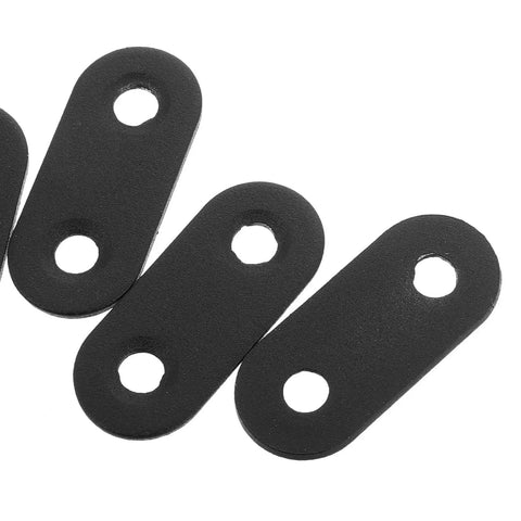 Close-up of Heavy Duty Black Iron Corner Braces Set with Screws showing thickened design for shelf supports and corner partitions.