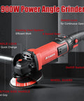 Heavy Duty Four Point Five Inch Angle Grinder With Twelve Hundred Watt Motor Cranking Out Eleven Thousand Rpm For Steel Cutting And Grinding Featuring Nifty Speed Controls And Rock Solid Switch Lock For Tough Job Site Grinds.