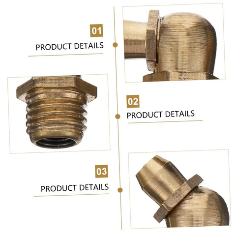 Copper Grease Fitting Assortment Kit With Straight And 45 Degree Nipples close-up details of copper fittings and threads