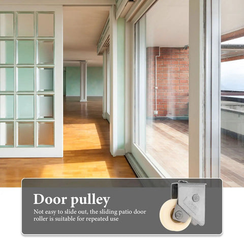 Heavy Duty Sliding Door Pulley Wheel With Adjustable Track Roller For Slick Silent Glide Operation Smooth Stainless Steel Hardware Replacement Zero Sweat Install in modern interior setting.