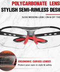 Top Shelf ANSI Z871 Safety Glasses For Trade Workers Featuring Tough As Nails Scratch Resistance And UV400 Eye Protection, semi-rimless design.
