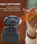 Portable Battery Car Heater Packed With A Massive 12000mAh Cell And Lightning Fast Heat, showing a compact design with a hand nearby.