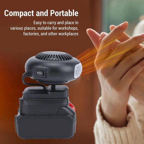 Solid Battery Powered Space Heater With A Dependable 12000 Mah Battery Pack And 170 Watts Of Sick Cordless Heat built for portable use in workshops.