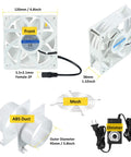 4 Inch Axial Exhaust Fan With 3000 RPM, DC 12V Dual Ball Bearings, Up To 141 CFM, PWM Variable Speed Control, 120x120x38mm