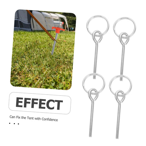 10 Pack Tent Pole Connectors With Single Needle Ring For Quick Setup And Takedown on grass next to tent, aluminum material.