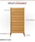Natural Wood Privacy Screen Panel For Indoor And Outdoor Use Freestanding Or Surface Mount Real FSC Certified Wood with labeled parts