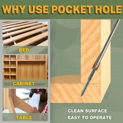 Exterior Pocket Hole Screws Blue Coated For Outdoor Use in wood projects like bed, cabinet, and table with clean surface result.