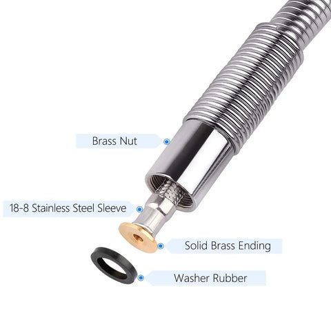 Heavy Duty Flexible Metal Stainless Steel Hose 44 Inch For Commercial Pre Rinse Faucets Replacement With Solid Brass Connector